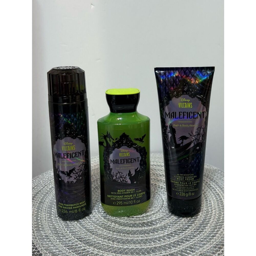 BBW Disney Villians Maleficent Fragrance Mist Body Wash Body Cream Set of 3 NWT